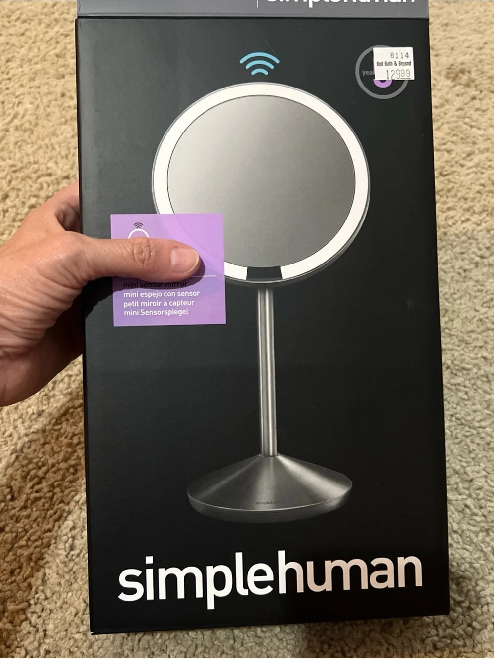 simplehuman 5” Round Mini Travel Sensor Makeup Mirror 10X Magnification